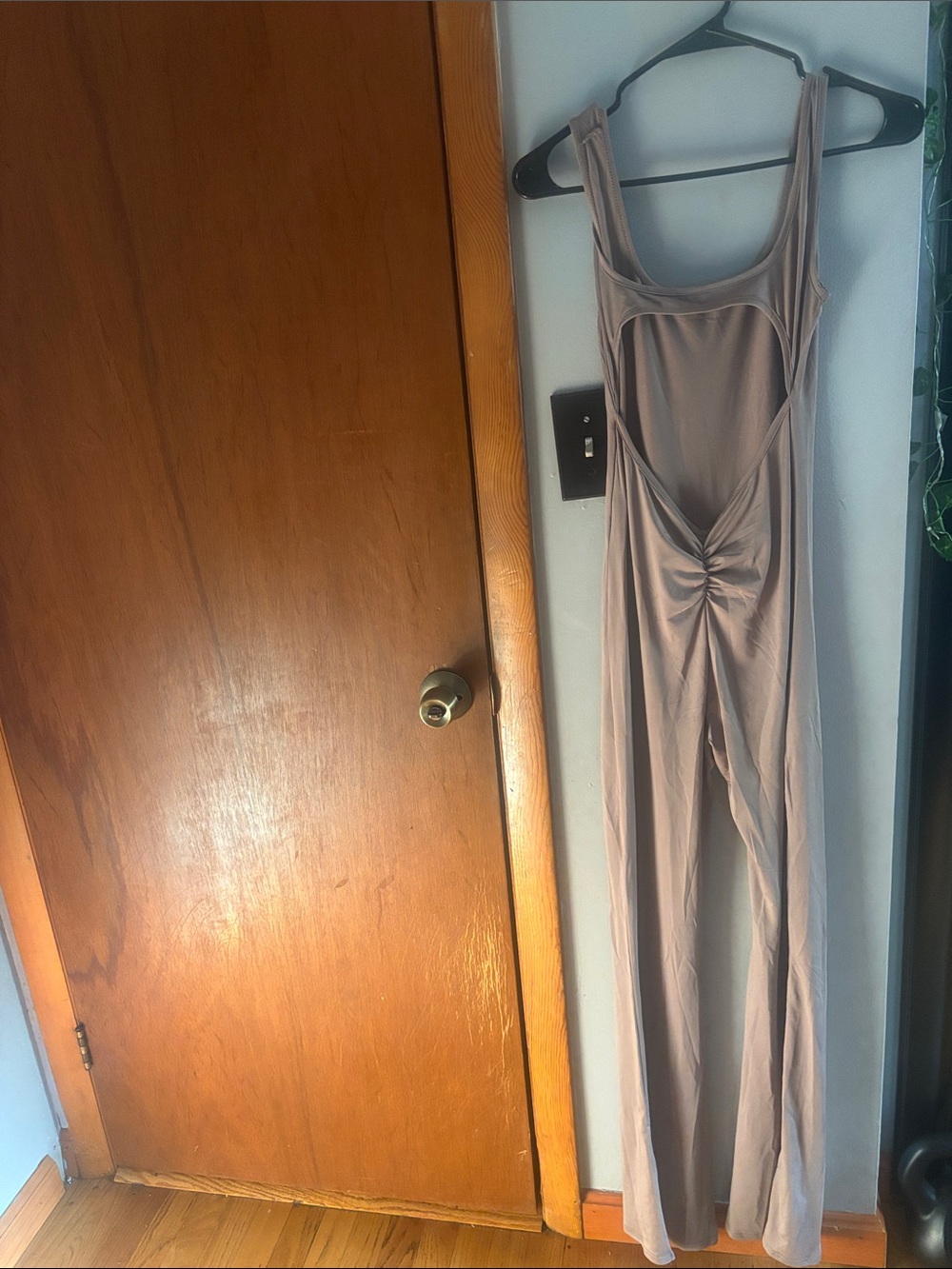 Women’s Taupe Knot-Front Sleep Jumpsuit